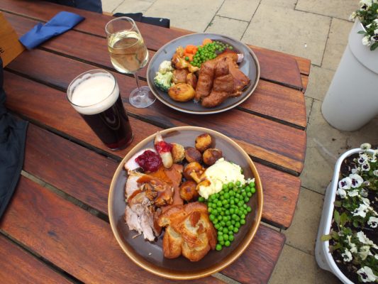 Sunday lunch at the local pub in Foxton