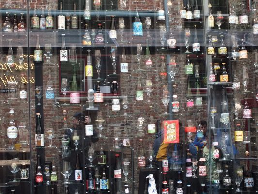 The Beer Wall in Bruges, Belgium