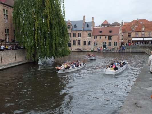 Canal boating in Bruges, Belgium 